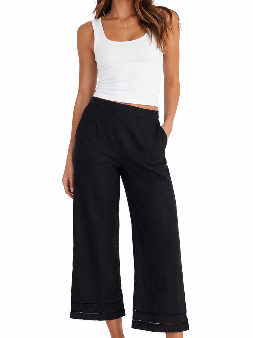 Banana Republic Black Wide-Leg Pants‎